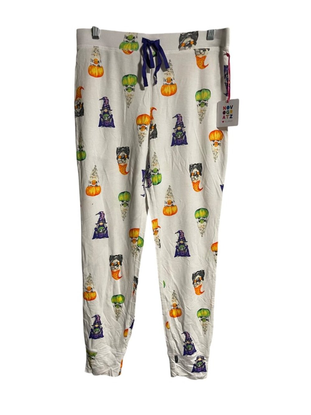 Novogratz Sleep Jogger Style Pajama Bottoms Halloween Pattern Gnomes Womens Size